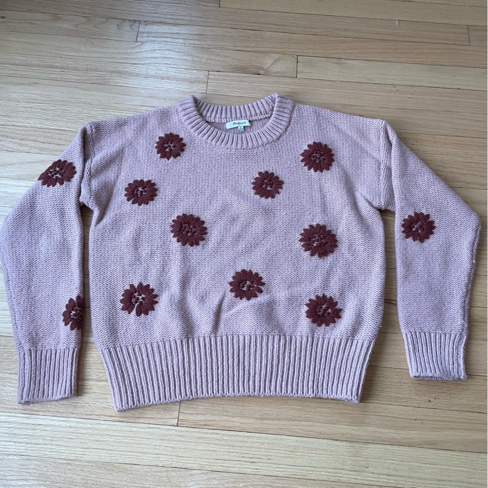 Madewell Pink Flower Sweater